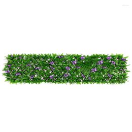 Decorative Flowers Expandable Fence Artificial Hedges Panel Privacy Screen Faux Ivy Leaf Garden Backyard Wall Balcony Decoration