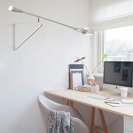 Wall Lamp Nordic LED Creative Lighting Long Arm Living Room Decoration Bedside Study Rotatable Pole Swing Industrial