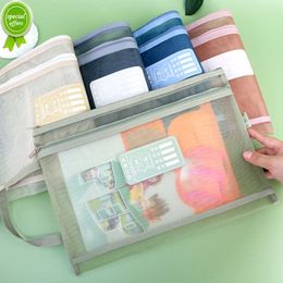 New Transparent Mesh Pencil Case Office Student Zipper Pouch Clear Document Bag Book File Folders Stationery Pencil Case Storage Bag