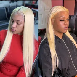 613 Blonde Bone Straight Closure Wig Hd Transparent 13x4 Lace Wig Human Hair Brazilian Pre Plucked Glueless Lace Front Wig