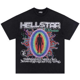 men and women Hellstar Studios American Summer Wash Old Letter Print Loose Relaxed Short Sleeve T-shirt