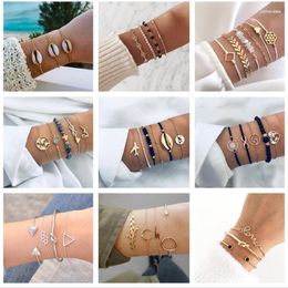 Charm Bracelets ZHEN TOMOMI Summer Beach Heart Shell Arrow Bangle Set For Women 2023 Girl Open Adjustable Layering Bracelet Anklet Raym22