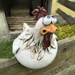 Garden Decorations Funny Chicken Fence Decor Resin Statues Home Farm Yard Hen Sculpture Art Craft Courtyard Hanging 230625