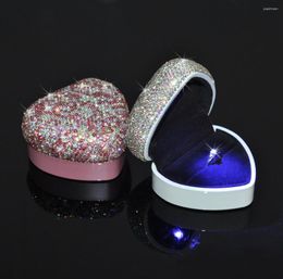 Jewellery Pouches Diamond Set Luxury Ring Box LED Flip Cover Wedding Proposal Ceremony Anniversary For Ladies Wholesale