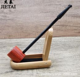 Smoking Pipes Old style portable straight rod small pipe, men's solid wood dry tobacco bag pot