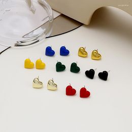 Stud Earrings Fashion Simple Design Mini Heart For Women Girls Cute Small Geometric Shaped Ear Jewelry Birthday Gifts