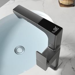 Bathroom Sink Faucets Intelligent Digital Display Basin Faucet And Cold Water Mixer Tap Cabinet Wash