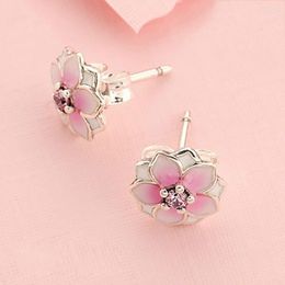 Stud Earrings Romantic Valentine's Day Gift Fashion Cute Cherry Blossoms Flower Pink For Women Several Peach