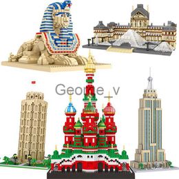 Blocks Blocks City Architecture Louvre Museum Empire State Building Blocks Notre Dame Micro Bricks Set Pyramid Saint Basils Cathedral Model J240307