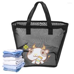 Storage Bags Large Beach Bag Foldable Mesh Tote With Zipper Lightweight And Portable Fashionable Beautiful For Ladies Girls