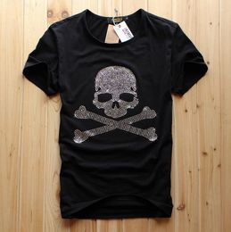 Men's T Shirts S-6XL Rhinestones Fashion Anime Men Skulls T-shirt Cotton Streetwear Hip Design Drop