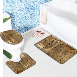 Mats Wood grain pattern Bathroom Decor Toilet Threepiece set Anti Slip Bath Mats Sets bathroom products bathroom carpet bathroom mat