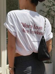 Women's T Shirts More Love Freedom Awesome Power Female T-shirts Oversize All-math Tops Summer Breathable Cotton Clothing Women Short Sleeve
