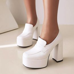 Dress Shoes Square Toe Ultra-High Thick Heels Shallow Sewing Women's High Classic Retro Breathable Summer Pumps 2023