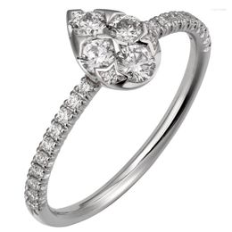 Cluster Rings 18K Au750 Rose Gold Ring Women Wedding Anniversary Engagement Pear Water Drop Moissanite Diamond Elegant Romantic Trendy