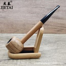 Smoking Pipes Detachable Philtre element, solid wood round bottom dry tobacco rod, wooden tobacco bag pot