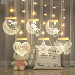 Strings Valentine's Day Creative 3D Romantic Curtain LED String Light Holiday Lighting Fairy Lights Garland Home Bedroom Decoration
