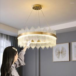 Pendant Lamps Light Luxury Chandelier Simple Modern Bedroom Crystal Crown Lights The Whole House Living Room