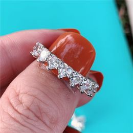 Heart Promise ring Real Silver Color Full AAAAA Cz stone Statement Party Wedding Band Rings for women Bridal Jewelry