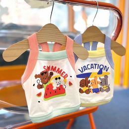 Dog Apparel Pet Dog Sling Cartoon Dog Clothes Summer Than Bear Soft Vest Thin Section Home Clothes Puppy Cute Sun Protection Clothing 230625