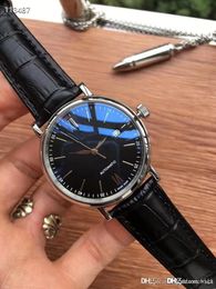 Mens Black Leather Watches Fashion Mechanical Designer Stainless Steel Automatic Movement Waterproof 44mm Watch
