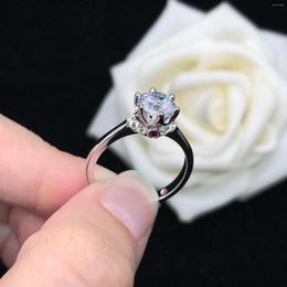 Cluster Rings Elegant 1Ct 6.5mm D Colour VVS1 Moissanite Engagement Ring AU585 14K White Gold Wedding Jewellery