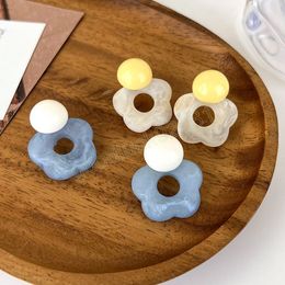 Candy Colour Halo Dyed Acetate Flower Stud Earrings for Women Girls Colourful Sweet Flower Resin Geometric Earrings Jewellery Gifts