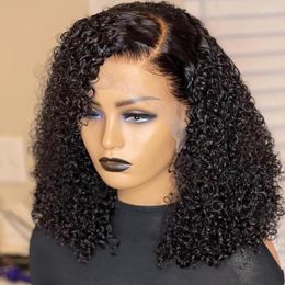 Rosabeauty Curly Short Bob Loose Deep Wave Wig Brazilian Remy Transparent 13X4 Lace Frontal Human Hair Wigs Closure