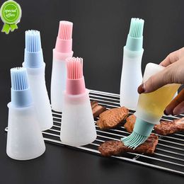 BBQ Oil Bottle with Brush Silicone Barbecue Brush Household Bakery Accessories Pancake Brush Oil Tool High Temperature Resistant
