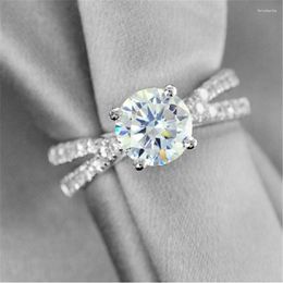 Cluster Rings Stunning Test Positive 1Ct 6.5mm VVS1 D-Color Moissanite Diamond Ring Platinum 950 Wedding For Her 060