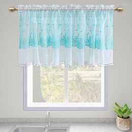 Curtain White Floral Lace Sheer Double Layer Valances Vintage Knitted Semi Rod Pocket Valance
