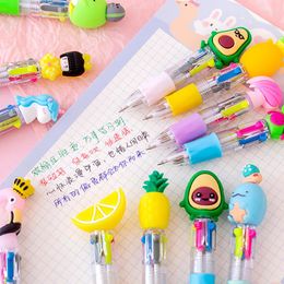 1Pcs Cute Cartoon Thing Head Four-color Mini Color Ball Point Pen 0.5MM School Office Supplies Gift Stationery