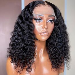 Curly Human Hair Wigs For Women Water Wave 13x4 Deep Wave Frontal Wigs Short Bob Wig Remy Hair