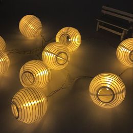 Solar Lantern String Light 10/20/30 LED Outdoor Decoration Fabric Lantern Lamp for wedding party home decor, warm white