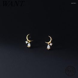 Stud Earrings WANTME 925 Sterling Silver Romantic Charm Luxury Zircon Tassel Moon Small Women Fashion Korean Sweet Party Jewellery