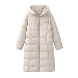 Women's Trench Coats Winter Female Fashion Solid Long Cotton Thick Loose Korean Padded Jackwt Oversize Hooded Women Outerwear