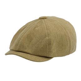 Summer Autumn Twill Cotton Distressed Newsboy Hats for Men Washed Cabbie Gatsby Newsies Driving Cap
