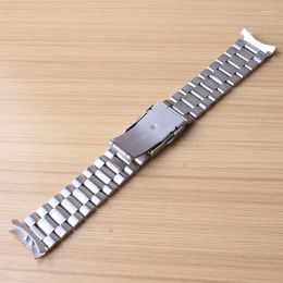 Watch Bands Curved End Watchbands 18MM 20MM 22MM 24MM Silver Stainless Steel Solid Links Straps Bracelets Safety Buckle Folding Clasp Deli22