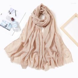 Scarves Glitter Stripe Sequins Viscose Cotton Scarf Women Wraps Plain Muslim Hijab Headband Fringe Headscarf Islam Long Shawl