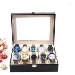 Watch Boxes & Cases 12 Grids Faux Leather Box Wrist Watches Organiser Jewellery Display Case Storage Men Holder Deli22