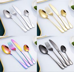 5 Colours high-grade gold cutlery flatware set spoon fork knife teaspoon stainless dinnerware sets kitchen tableware set JL1284