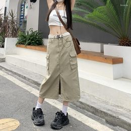 Skirts Summer Fashion Women Skirt Korean Trendy Work Clothes Denim Faldas Female Y2k Style Slit Split A Word Cargo Saias Mujer
