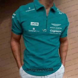Sport Car Team Fans Men's T-shirts Fashion Street Sweatshirt Short Sleeve Polo Shirt F1 Racing Aston Martin Sebastian Vettel 5 Player Zip