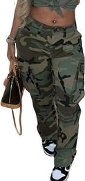 Womens Pants Camo Cargo High Waist Camouflage Printed Patchwork Sweatpants Joggers