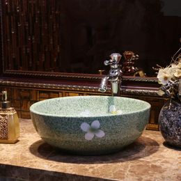 Europe Style Handmade Countertop Ceramic wash basin Bathroom Basin Bathroom Sink porcelain chinese porcelain sink Qurwx