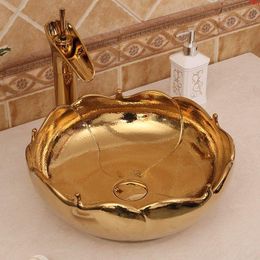 Handmade Porcelain Sink Countertop Ceramic wash basin Bathroom goldengood qty Uxieh