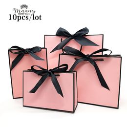 Gift Wrap Pretty Pink Kraft Bag Gold Present Box For Pyjamas Clothes Books Packaging Handle Paper Bags 230625