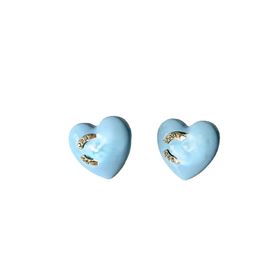Classic Earrings Spring/Summer Heart Love Heart Candy-Colored Earrings Mid-Ancient Diamond-Embedded All-Match Earrings