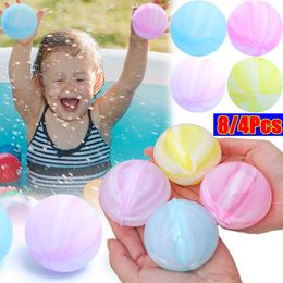 Party Balloons 84pcs Reusable Double Color Water Ball Playing Summer Swimming Pool Silicone Water Fighting Toys Pool Water Balloons Games 230625