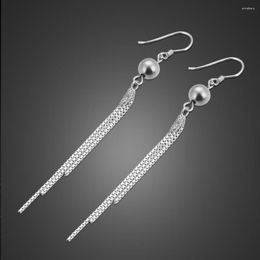 Dangle Earrings Elegant Grey Pearl 925 Sterling Silver Women Long Tassel Lady Solid Jewelry Rose Gold Accessories